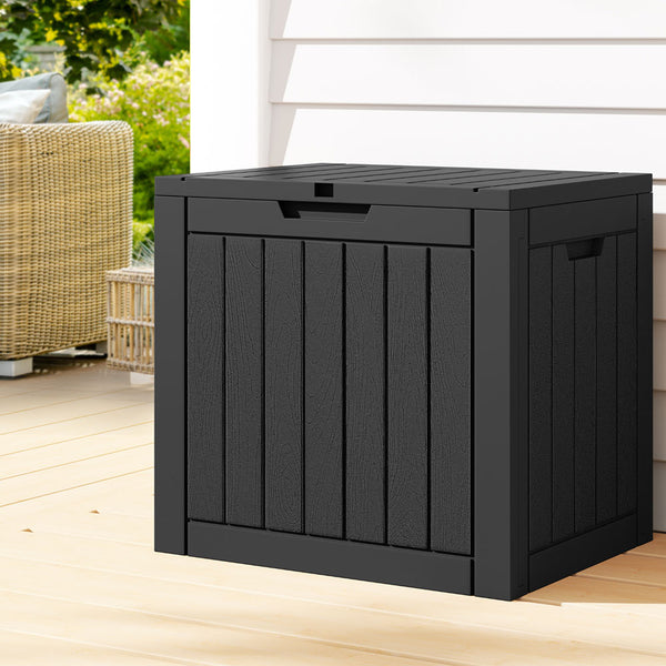 Gardeon Outdoor Storage Box 118L Container Lockable Indoor Garden Toy Tool Shed Black