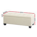 Artiss Large Fabric Storage Ottoman - Beige