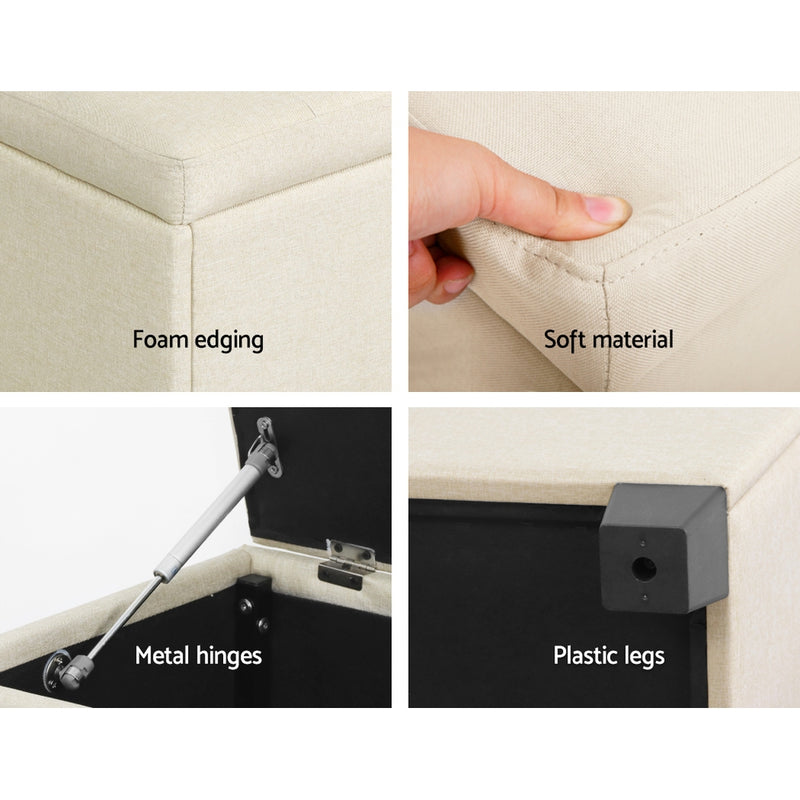 Artiss Large Fabric Storage Ottoman - Beige