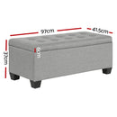Artiss Large Fabric Storage Ottoman - Light Grey