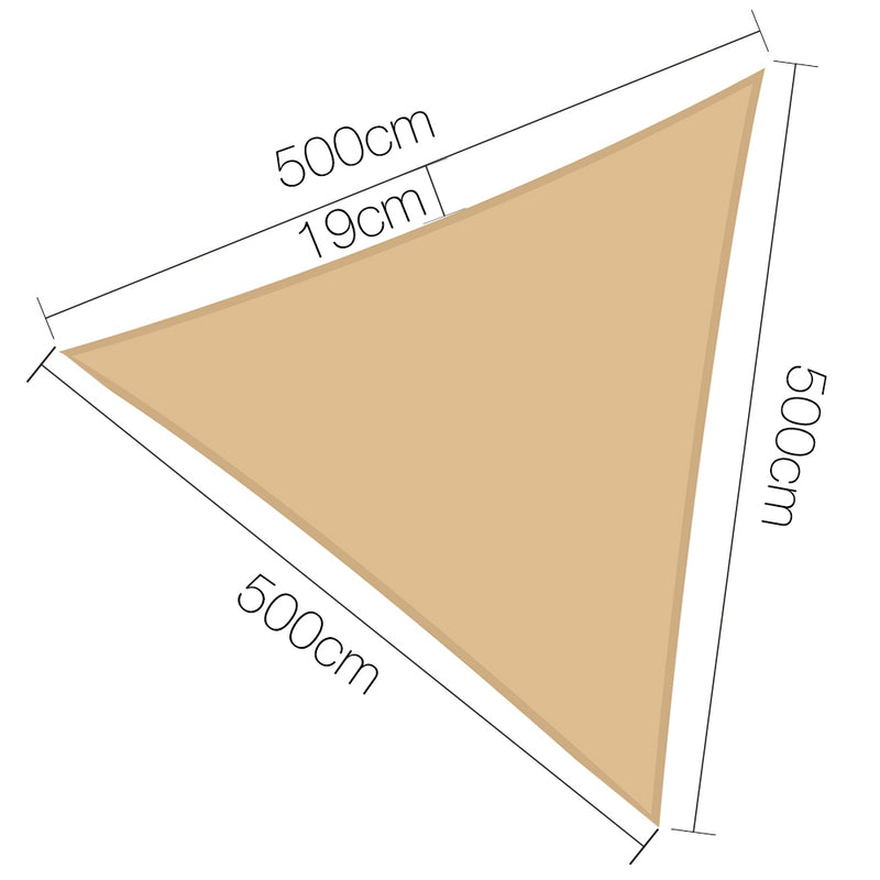 Instahut 5x5x5m Shade Sail Cloth Shadecloth Triangle Heavy Duty Sand Sun Canopy