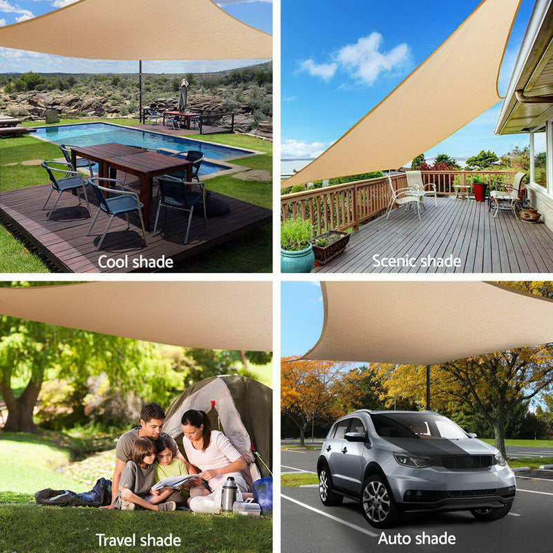 Instahut 5x5x5m Shade Sail Cloth Shadecloth Triangle Heavy Duty Sand Sun Canopy