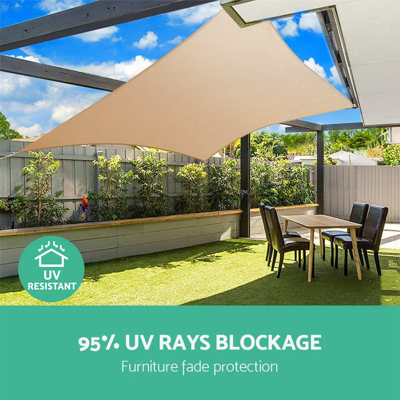 Instahut 5x5x5m Shade Sail Cloth Shadecloth Triangle Heavy Duty Sand Sun Canopy