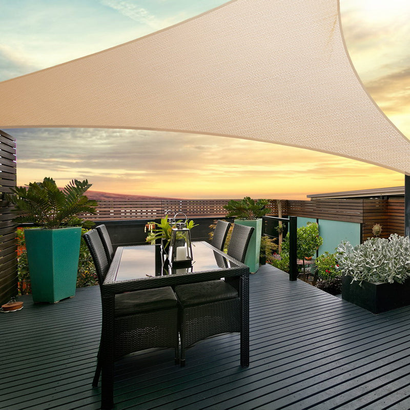 Instahut 5x5x5m Shade Sail Cloth Shadecloth Triangle Heavy Duty Sand Sun Canopy