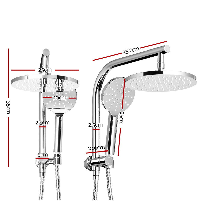Cefito WELS 9'' Rain Shower Head Set Round Handheld High Pressure Wall Chrome