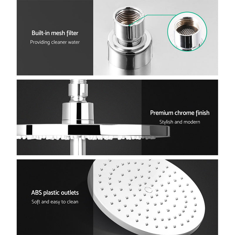 Cefito WELS 9'' Rain Shower Head Set Round Handheld High Pressure Wall Chrome