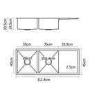 Cefito 111cm x 45cm Stainless Steel Kitchen Sink Under/Top/Flush Mount Silver