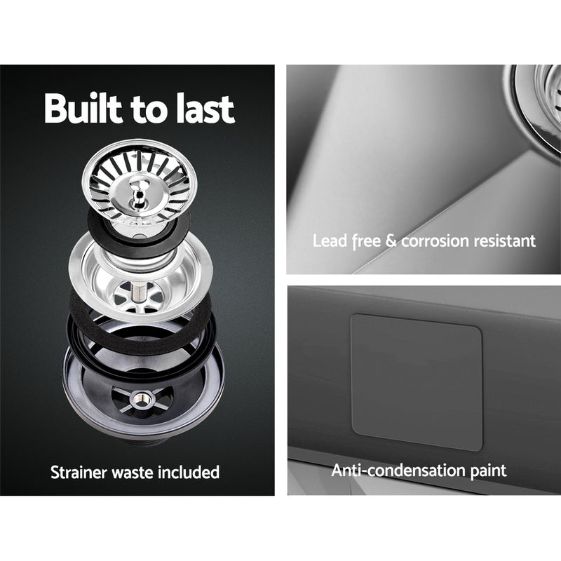 Cefito 51cm x 45cm Stainless Steel Kitchen Sink Under/Top/Flush Mount Silver