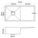 Cefito 87cm x 45cm Stainless Steel Kitchen Sink Under/Top/Flush Mount Silver