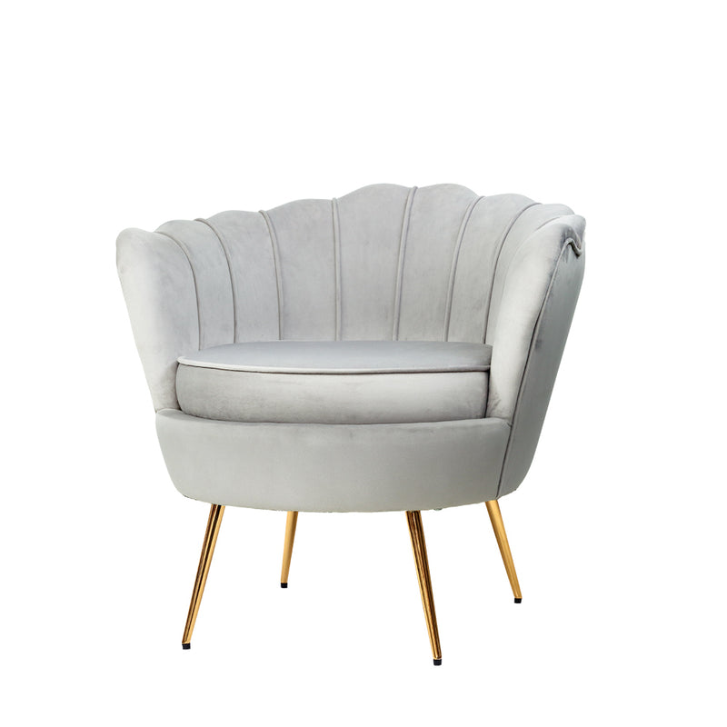 Artiss Armchair Lounge Chair Accent Armchairs Retro Single Sofa Velvet Grey