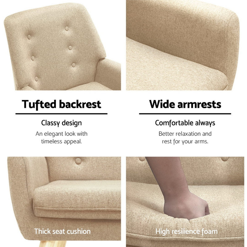 Artiss Armchair Linen Fabric Anne Beige