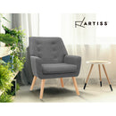 Artiss Armchair Linen Fabric Grey Charcoal