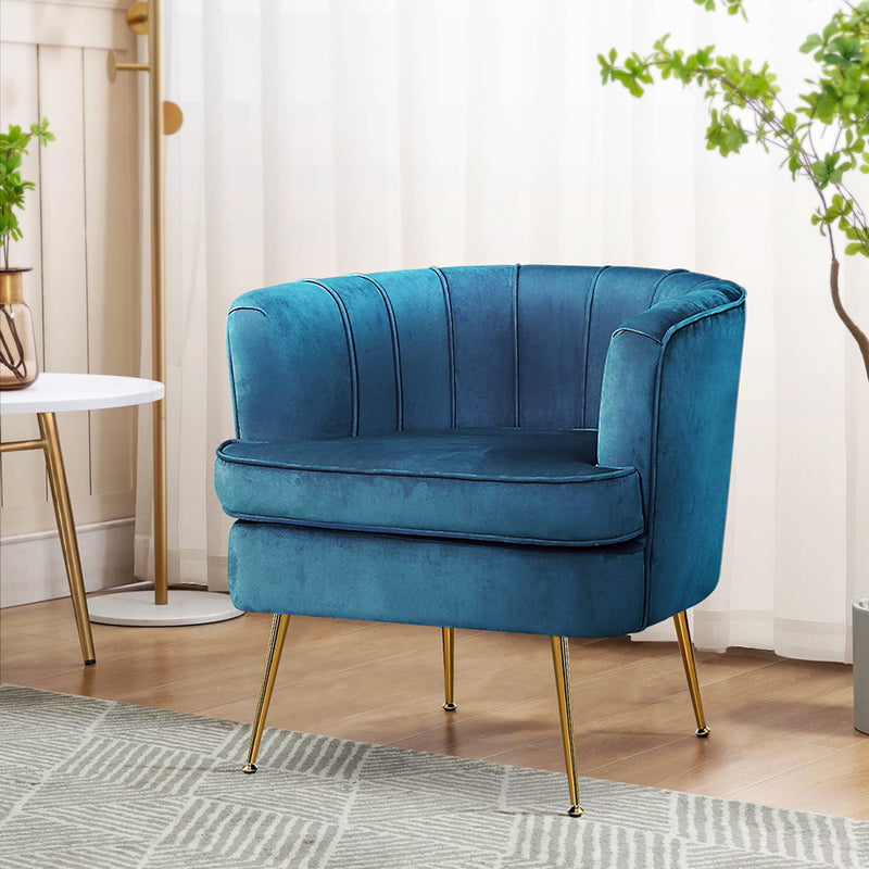 Artiss Armchair Lounge Chair Accent Armchairs Sofa Chairs Velvet Navy Blue Couch