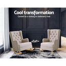 Artiss Rocking Armchair Feedining Chair Fabric Armchairs Lounge Recliner Beige