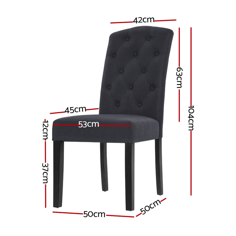 Artiss Set of 2 Dining Chairs French Provincial Kitchen Cafe Fabric Padded High Back Pine Wood Grey