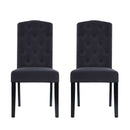 Artiss Set of 2 Dining Chairs French Provincial Kitchen Cafe Fabric Padded High Back Pine Wood Grey