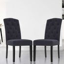 Artiss Set of 2 Dining Chairs French Provincial Kitchen Cafe Fabric Padded High Back Pine Wood Grey