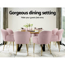 Artiss  Set of 2 Kynsee Dining Chairs Armchair Cafe Chair Upholstered Velvet Pink