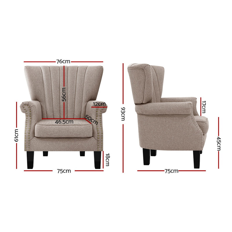 Artiss Armchair Lounge Chair Accent Chairs Armchairs Fabric Single Sofa Beige