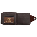 Mens Wallet Australian Kangaroo Leather Bifold Souvenir Gift Coin Card Holder, Dark Brown Snap