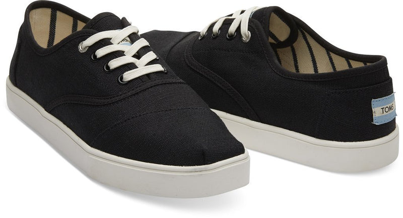 TOMS Heritage Mens Canvas Casual Shoes Sneakers Lace Up Low Cut - Black - US 8