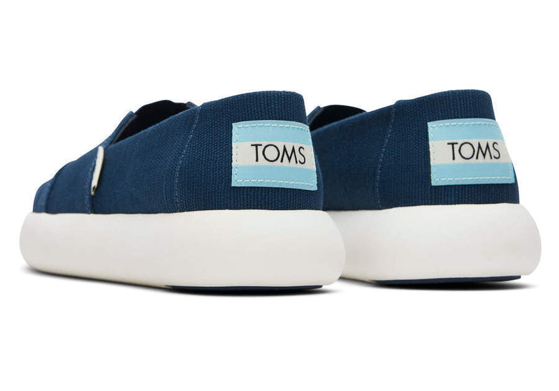 TOMS Womens Platform Alpargata Canvas Shoes Slip On Casual Shoes Flats - Blue - US 8