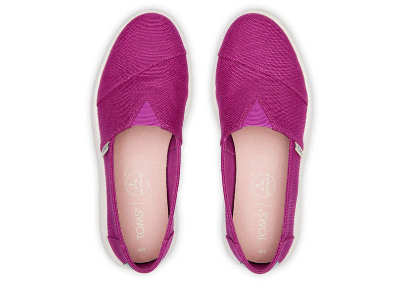 TOMS Womens Canvas Slip On Shoes Sneakers Flats Platform Espadrilles - Fuchsia Pink - US 8