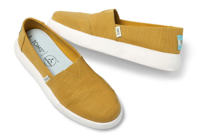 TOMS Womens Canvas Slip On Shoes Sneakers Flats Alpargata Espadrilles - Mustard - US 7