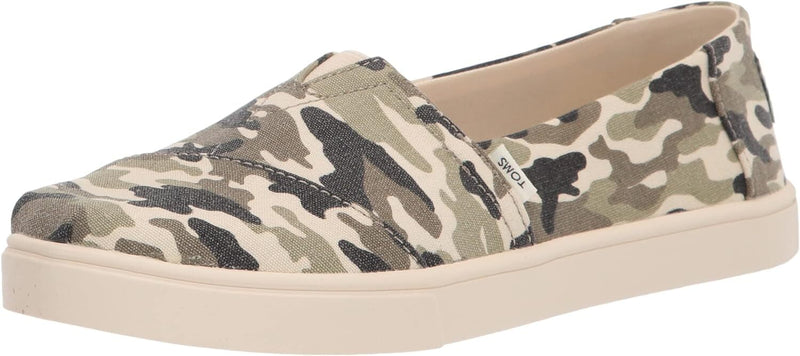 TOMS Womens Casual Canvas Slip On Sneakers Shoes Espadrilles - Army Camo Camouflage - US 9