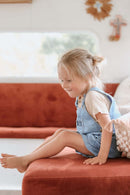 Ponchik Babies + Kids - Cotton Dungaree Overalls - Capri Blue - 3-6 months