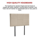 Linen Fabric Single Bed Headboard Bedhead - Beige