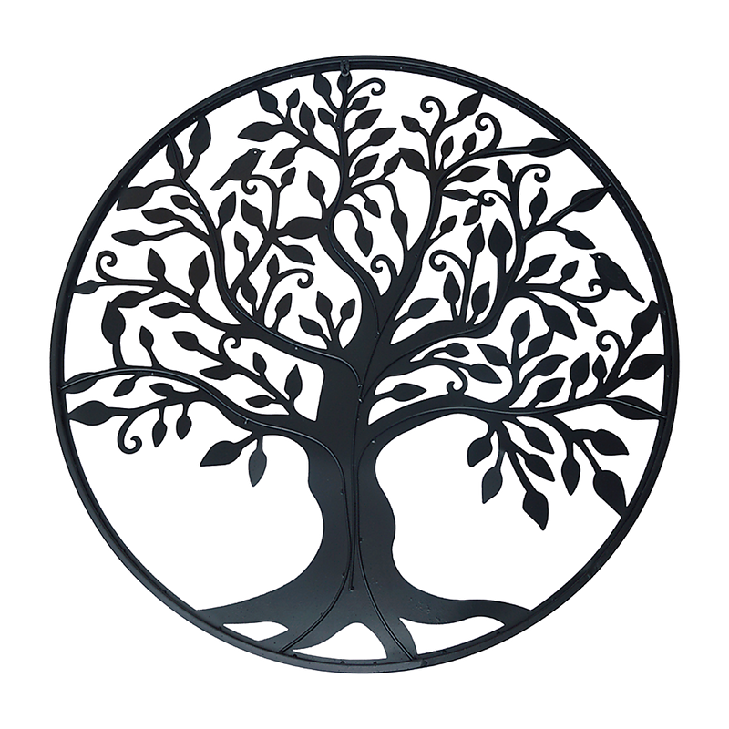 Black Tree of Life Wall Art Hanging Metal Iron Sculpture Garden 60cm
