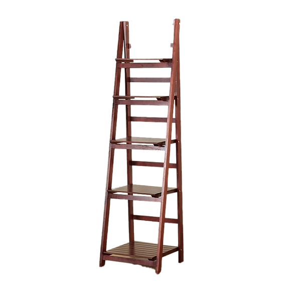 5 Tier Wooden Ladder Shelf Stand Storage Book Shelves Shelving Display Rack