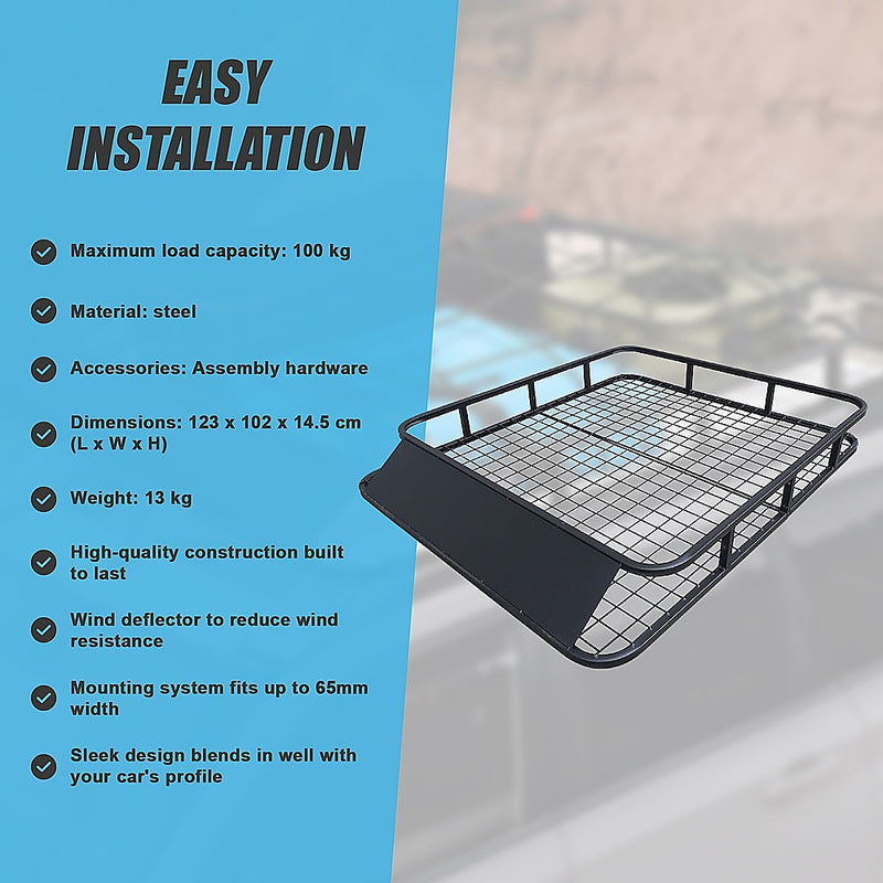 Universal Roof Rack Basket - Car Luggage Carrier Steel Cage Vehicle Cargo