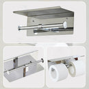 Stainless Steel Double Toilet Paper Holder Towel Roll Tissue Rack Storage Shelf