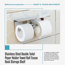 Stainless Steel Double Toilet Paper Holder Towel Roll Tissue Rack Storage Shelf
