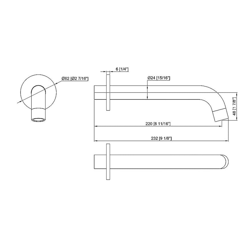 160mm Bath Spout Polished Chrome Finish