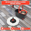 Spin Rotating Mop and Bucket Set with Wheels and 4 Microfibre Mop Heads
