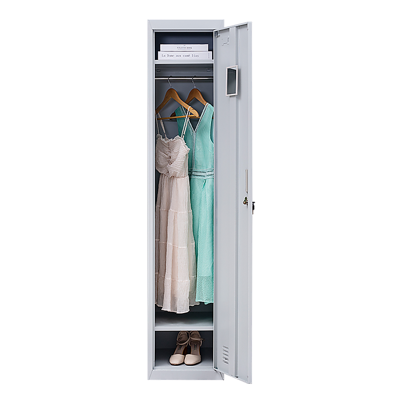 Standard Lock One-Door Office Gym Shed Clothing Locker Cabinet Grey