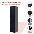 Standard Lock  One-Door Office Gym Shed Clothing Locker Cabinet Black
