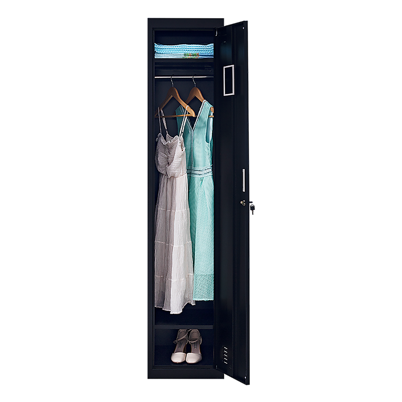 Standard Lock  One-Door Office Gym Shed Clothing Locker Cabinet Black