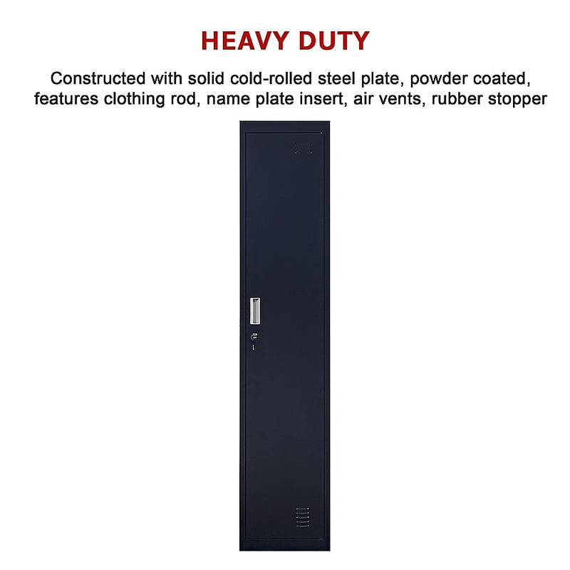 Standard Lock  One-Door Office Gym Shed Clothing Locker Cabinet Black