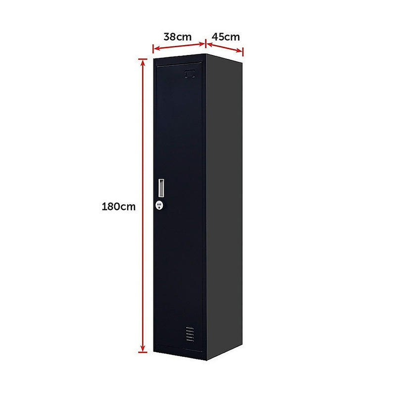 4-Digit Combination Lock One-Door Office Gym Shed Clothing Locker Cabinet Black