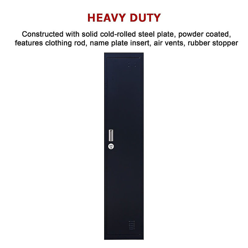 4-Digit Combination Lock One-Door Office Gym Shed Clothing Locker Cabinet Black