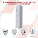 Standard Lock 2-Door Vertical Locker for Office Gym Shed School Home Storage Grey