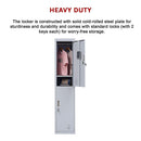 Standard Lock 2-Door Vertical Locker for Office Gym Shed School Home Storage Grey