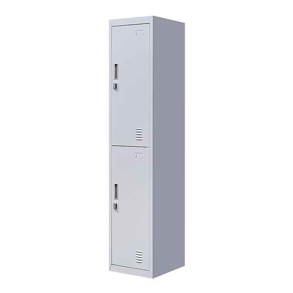 Padlock-operated lock 2-Door Vertical Locker for Office Gym Shed School Home Storage Grey