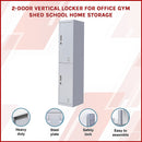 Padlock-operated lock 2-Door Vertical Locker for Office Gym Shed School Home Storage Grey