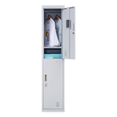 Padlock-operated lock 2-Door Vertical Locker for Office Gym Shed School Home Storage Grey
