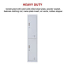 Padlock-operated lock 2-Door Vertical Locker for Office Gym Shed School Home Storage Grey